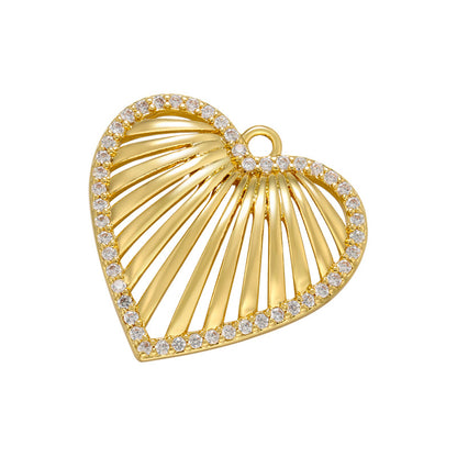 10pcs/lot 22*21mm CZ Paved Hollow Heart Charm Pendants Gold CZ Paved Charms Hearts Charms Beads Beyond