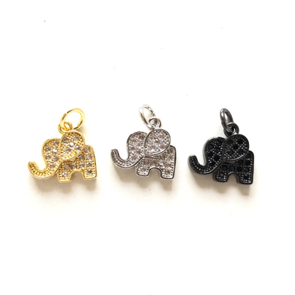 10pcs/lot 12*11mm Small Size CZ Pave Elephant Charms Mix Colors CZ Paved Charms Animals & Insects Small Sizes Charms Beads Beyond