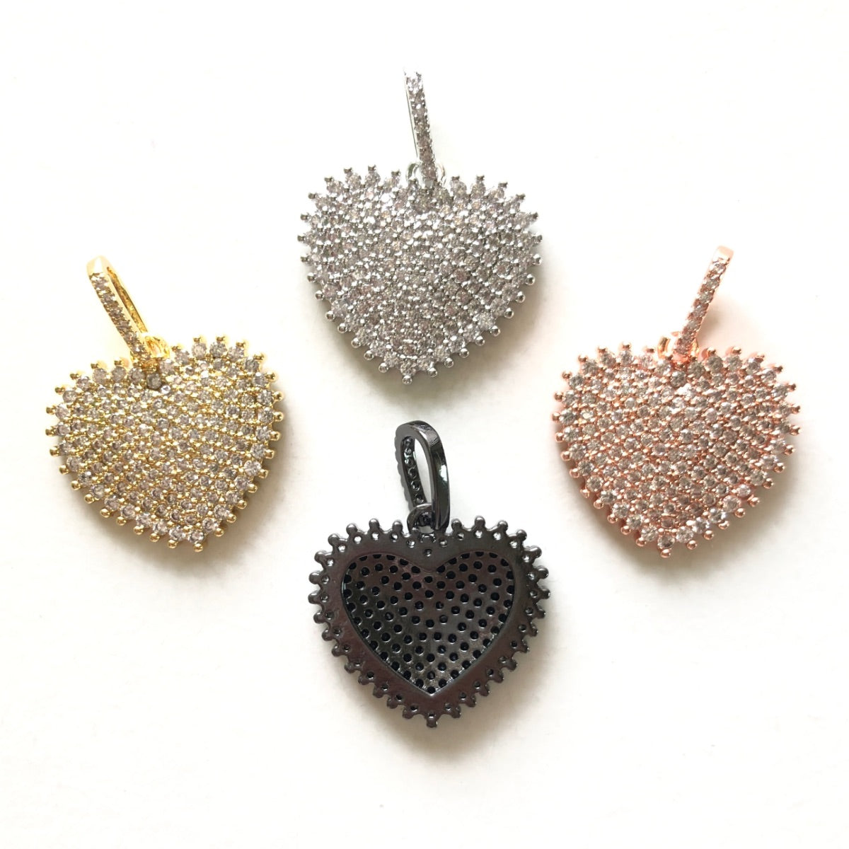 10pcs/lot CZ Paved Heart Charm Pendants CZ Paved Charms Hearts New Charms Arrivals Charms Beads Beyond