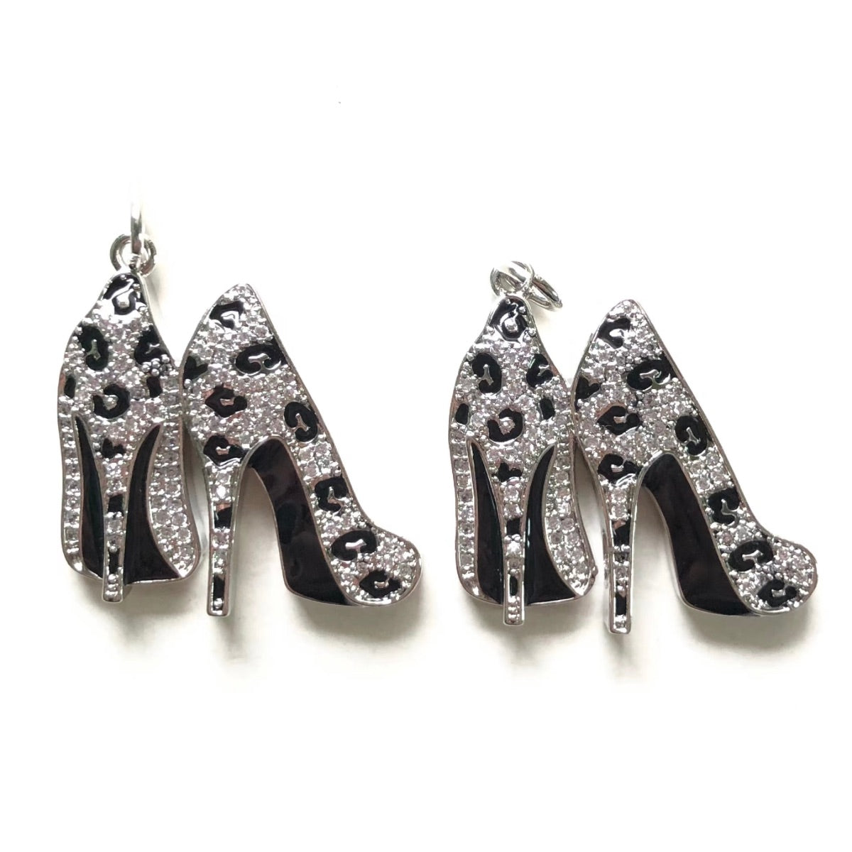 10pcs/lot CZ Pave Leopard Print High Heel Charms CZ Paved Charms High Heels Leopard Printed New Charms Arrivals Charms Beads Beyond