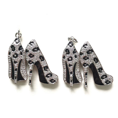 10pcs/lot CZ Pave Leopard Print High Heel Charms CZ Paved Charms High Heels Leopard Printed New Charms Arrivals Charms Beads Beyond