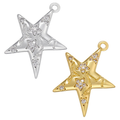 10pcs/lot Gold Silver Plated CZ Paved Star Charms Mix Colors CZ Paved Charms Sun Moon Stars Charms Beads Beyond