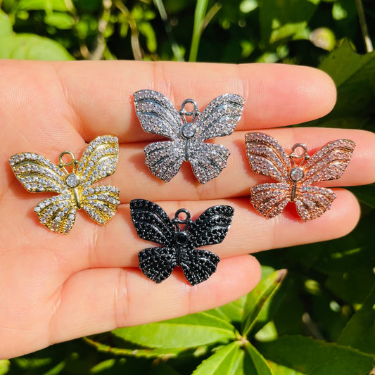 10pcs/lot 24.8*20.4mm CZ Paved Butterfly Charms Mix Colors CZ Paved Charms Butterflies Charms Beads Beyond
