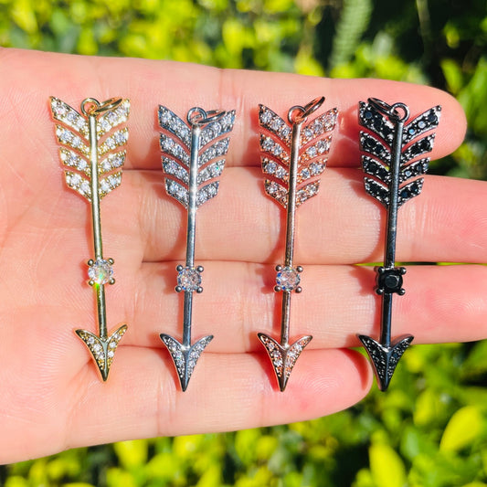 10pcs/lot 47.5*13mm CZ Paved Arrow Charms for Bracelet & Necklace Making Mix Colors CZ Paved Charms New Charms Arrivals Symbols Charms Beads Beyond