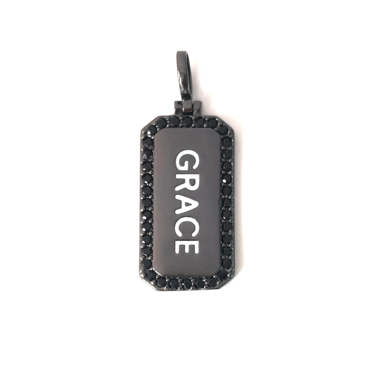 10pcs/lot 38*15mm CZ Paved Grace Word Tags Charms Pendants Black on Black CZ Paved Charms Christian Quotes New Charms Arrivals Word Tags Charms Beads Beyond