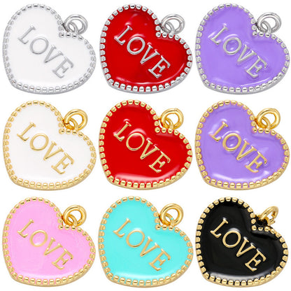 10pcs/lot 20*21mm Colorful Enamel Heart Love Word Charm Pendant Mix Colors Enamel Charms Charms Beads Beyond