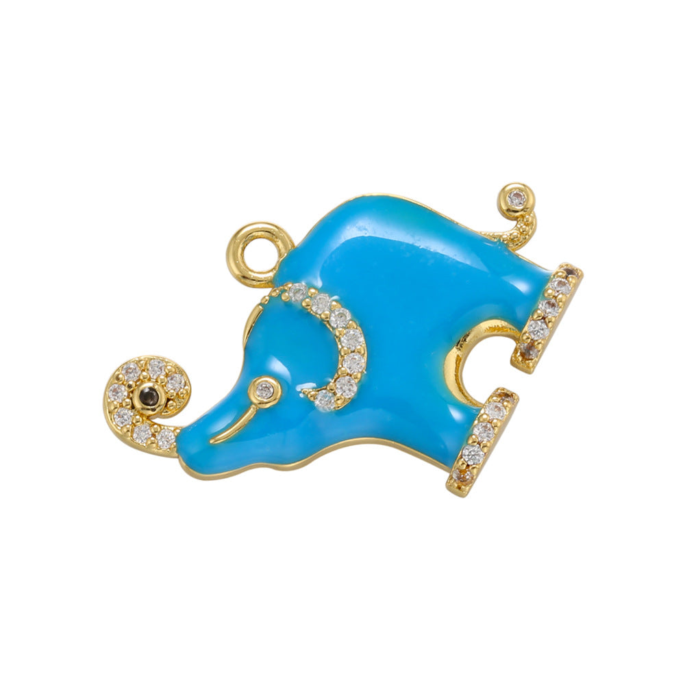10pcs/lot 22.5*19mm Colorful Enamel CZ Pave Elephant Charm Pendants Light Blue Enamel Charms Charms Beads Beyond