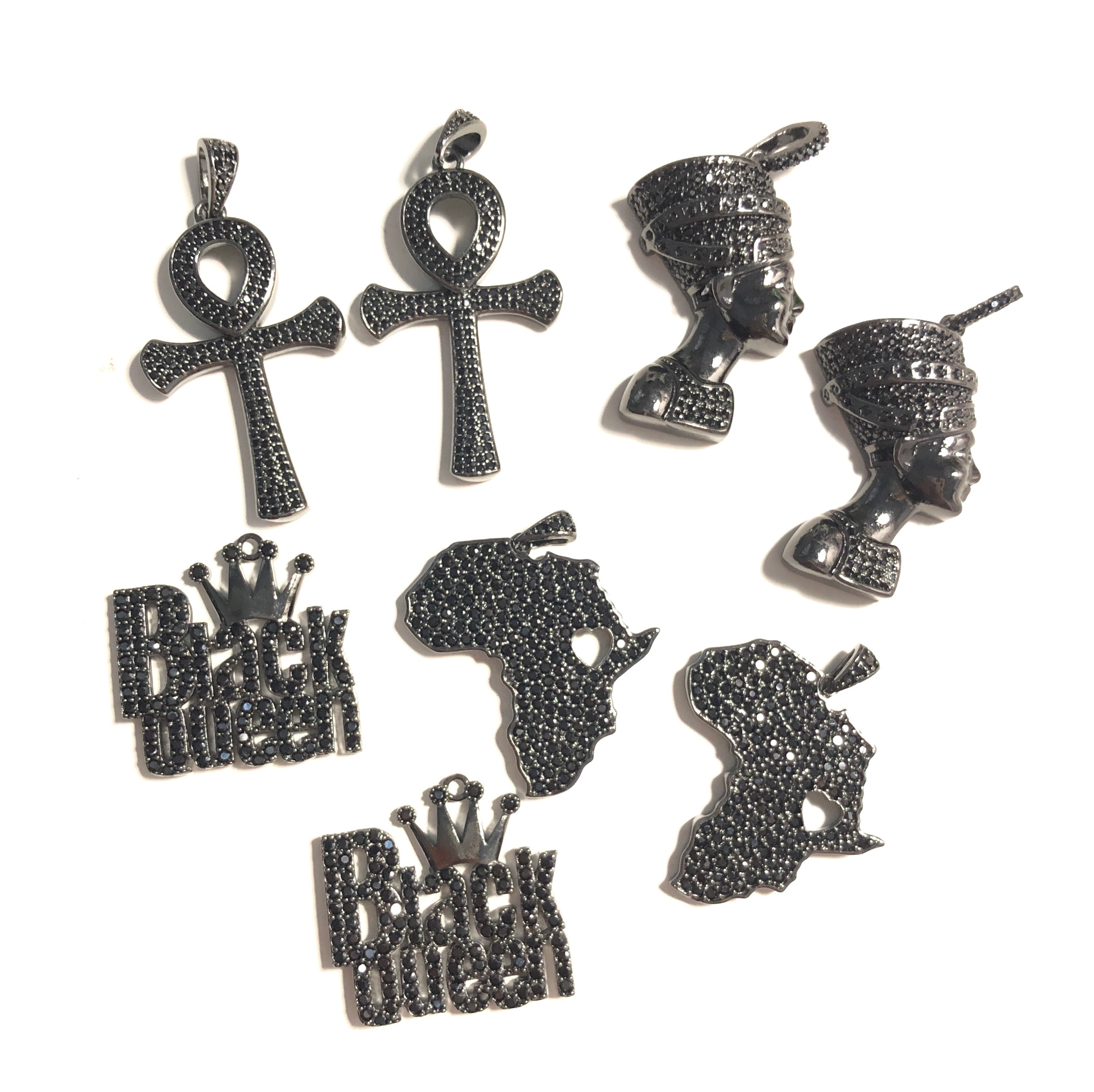 8pcs/lot Mix CZ Paved Charms Set-Black on Black CZ Paved Charms Mix Charms Charms Beads Beyond