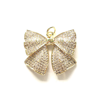 5-10pcs/lot 29.5*25mm CZ Paved Big Bow Tie Charms CZ Paved Charms Bow Ties Large Sizes New Charms Arrivals Charms Beads Beyond