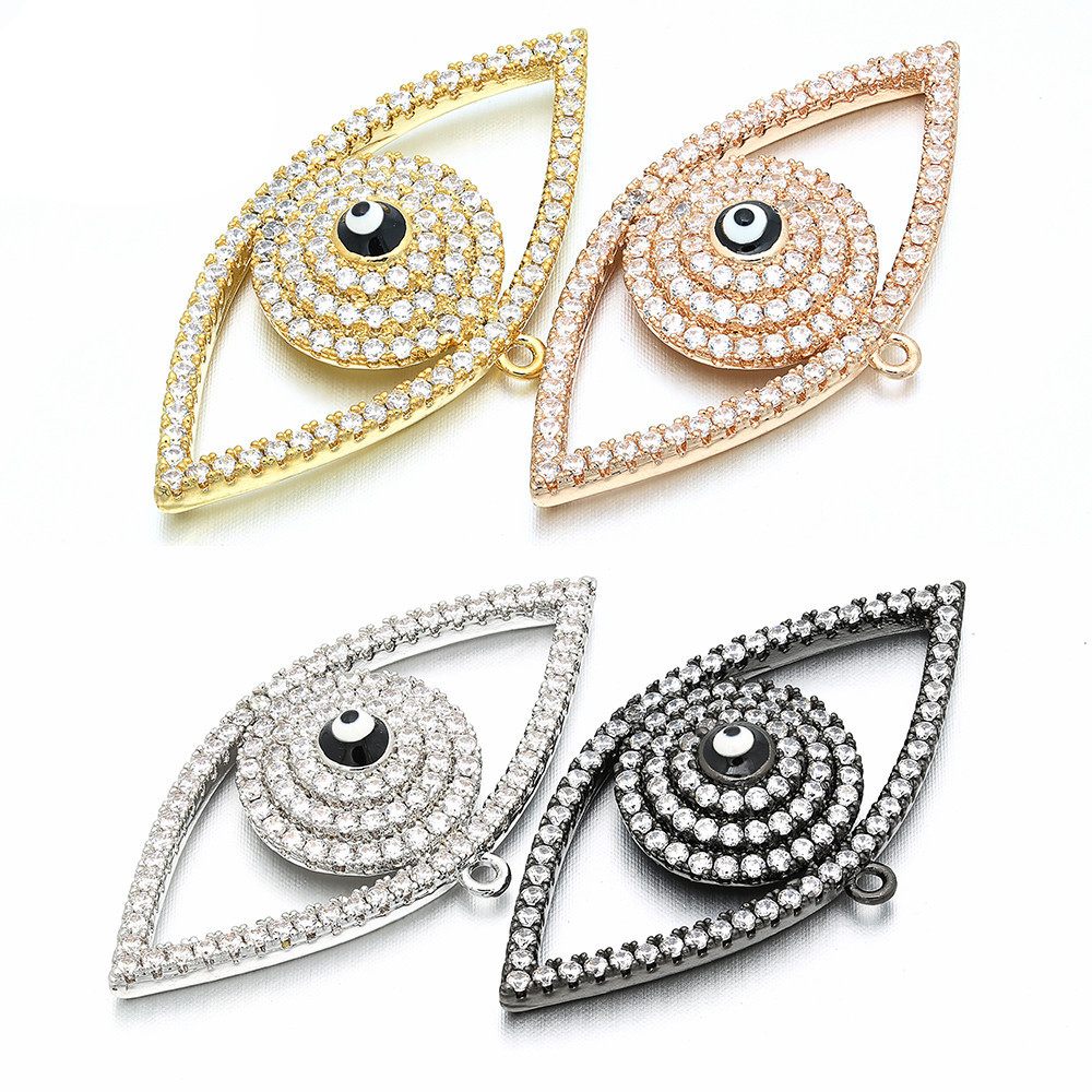 10pcs/lot 37*19mm CZ Paved Big Evil Eye Charms Mix Colors CZ Paved Charms Evil Eyes Charms Beads Beyond