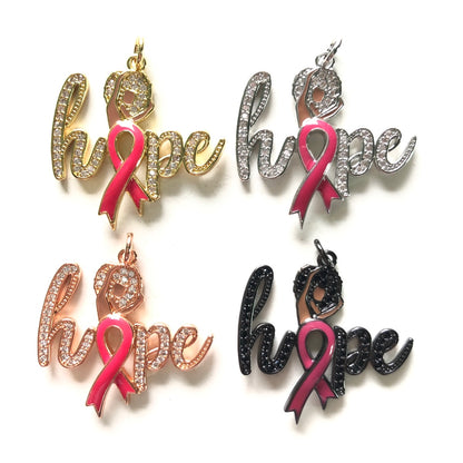 10pcs/lot Afro Girl CZ Pave Pink Ribbon Hope Charms CZ Paved Charms Breast Cancer Awareness Charms Beads Beyond