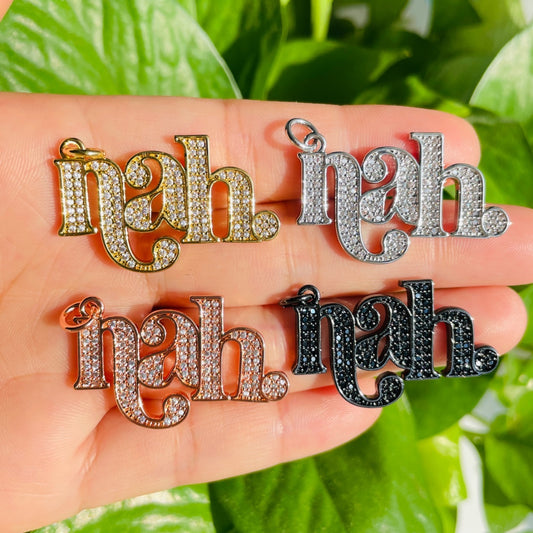 10pcs/lot 34*20.7mm CZ Paved Rosa Parks Quotes "nah." Word Charms for Black History Month Juneteenth Awareness Mix Colors CZ Paved Charms Juneteenth & Black History Month Awareness On Sale Words & Quotes Charms Beads Beyond