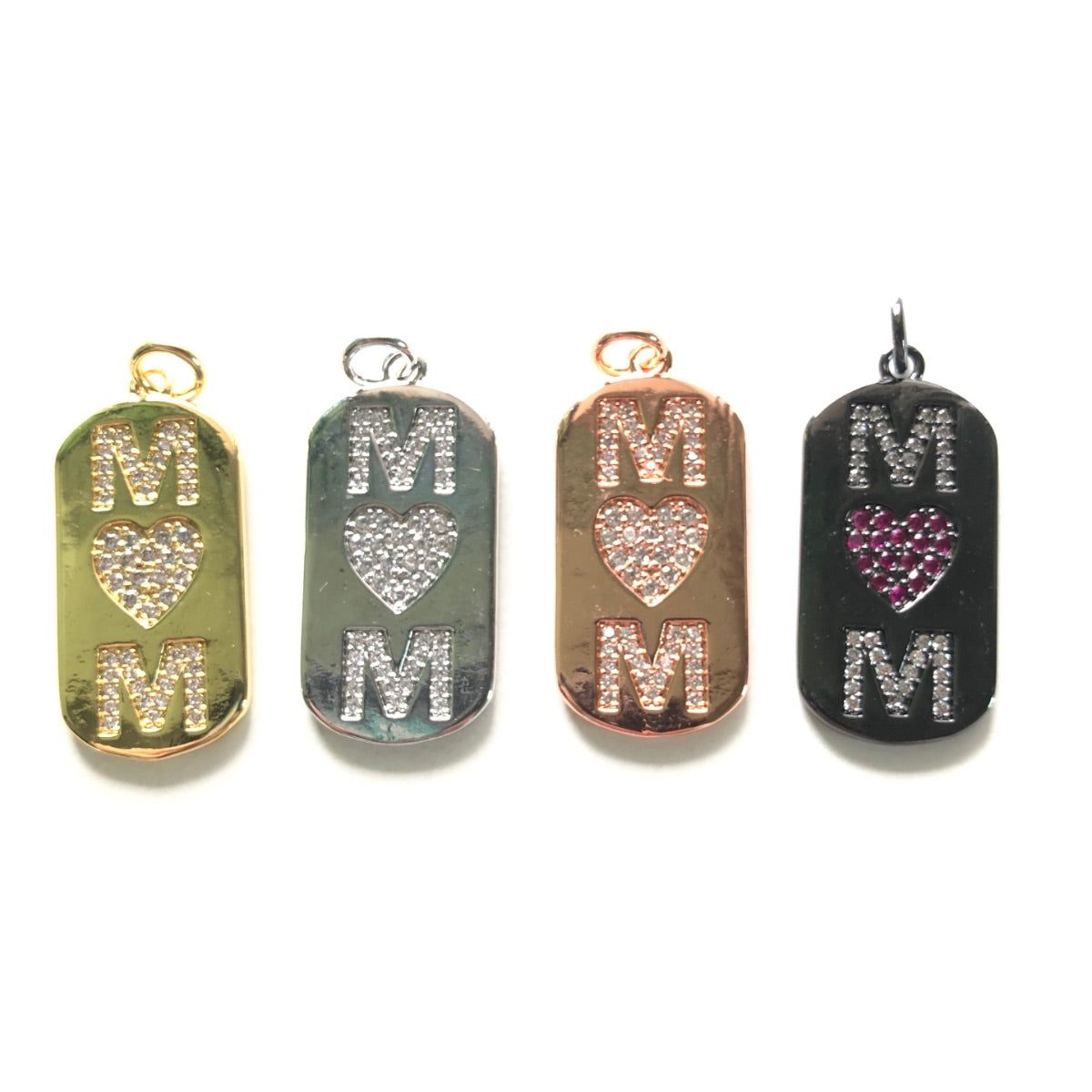 10pcs/lot 31*15mm CZ Pave Love Mom Tag Charms Pendants CZ Paved Charms Mother's Day New Charms Arrivals Charms Beads Beyond
