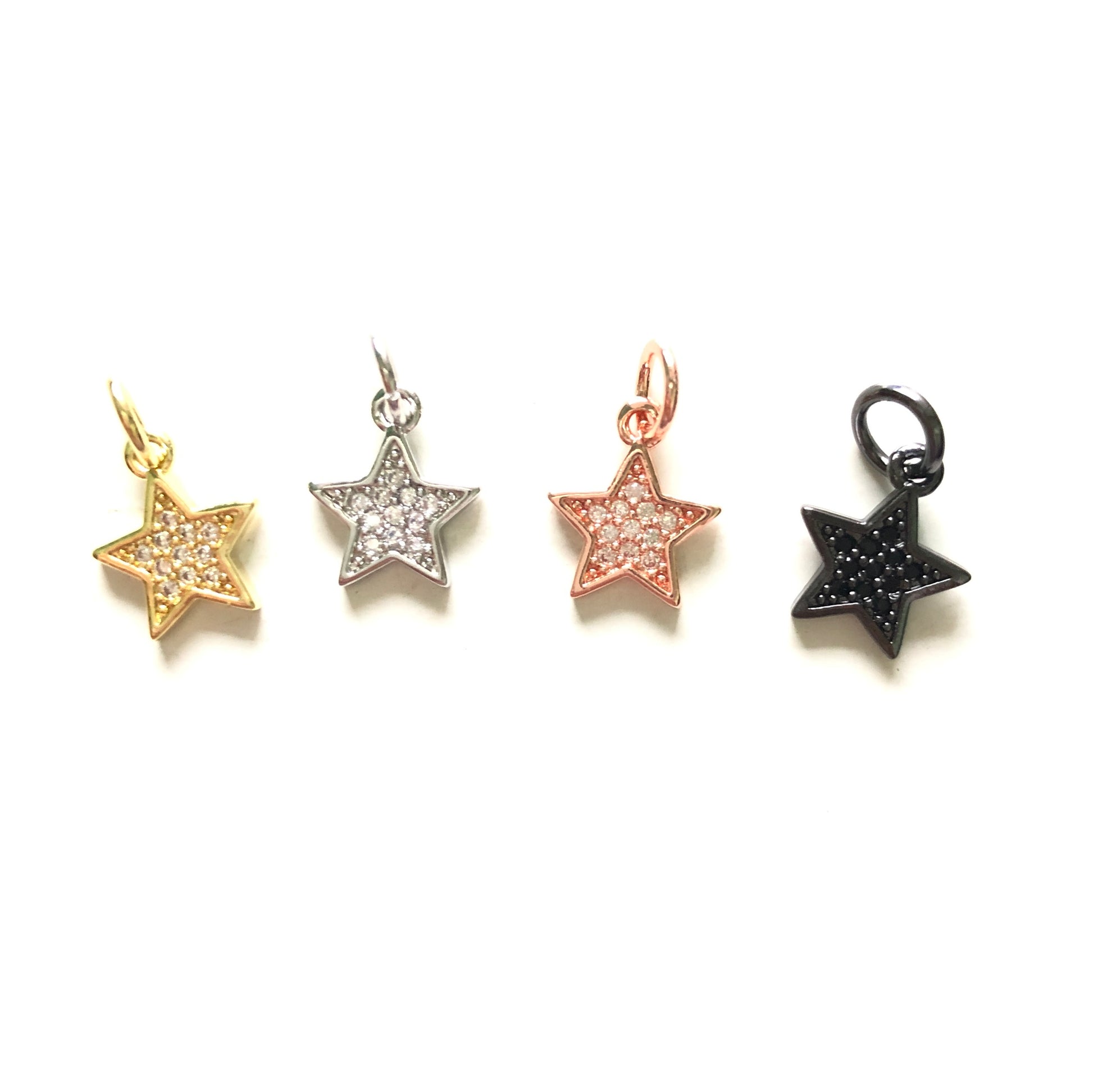 10pcs/lot 10*8.5mm Small Size CZ Pave Star Charm | Charms | Charms Beads Beyond Mix Colors