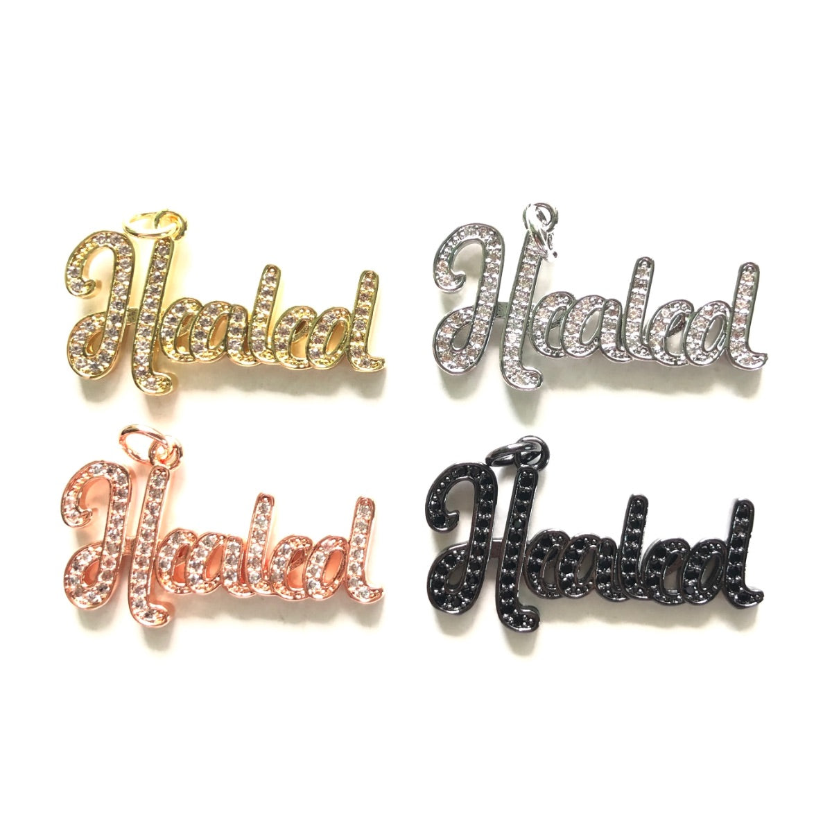 10pcs/lot 35*20mm CZ Pave Healed Word Charms CZ Paved Charms Christian Quotes New Charms Arrivals Words & Quotes Charms Beads Beyond