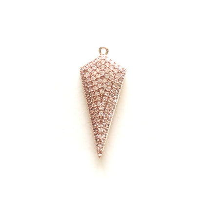 5-10pcs/lot 31*13mm CZ Pave Arrow Charm Pendants Rose Gold CZ Paved Charms Geometrics Charms Beads Beyond