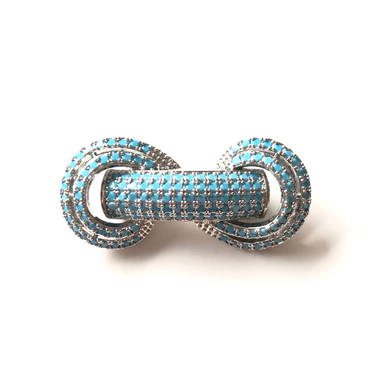 5pcs/lot 31*14.5*8mm Turquoise CZ Paved Tube Bar Spacers Silver CZ Paved Spacers Colorful Zirconia New Spacers Arrivals Tube Bar Centerpieces Charms Beads Beyond