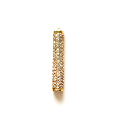 5-10pcs/lot 35*7mm CZ Pave Long Bar Charm Pendants Gold CZ Paved Charms Geometrics Charms Beads Beyond