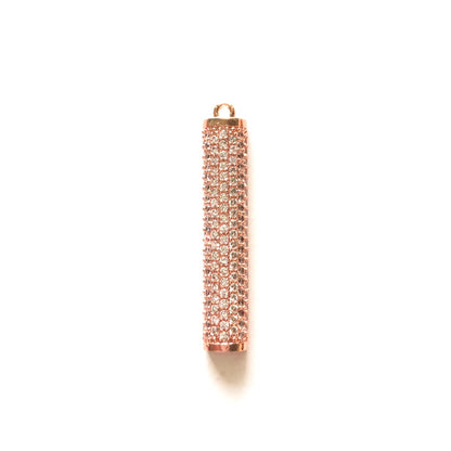 5-10pcs/lot 35*7mm CZ Pave Long Bar Charm Pendants Rose Gold CZ Paved Charms Geometrics Charms Beads Beyond