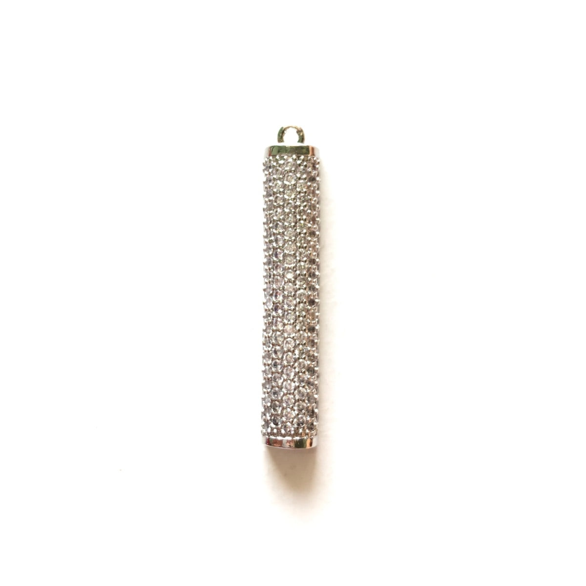 5-10pcs/lot 35*7mm CZ Pave Long Bar Charm Pendants Silver CZ Paved Charms Geometrics Charms Beads Beyond