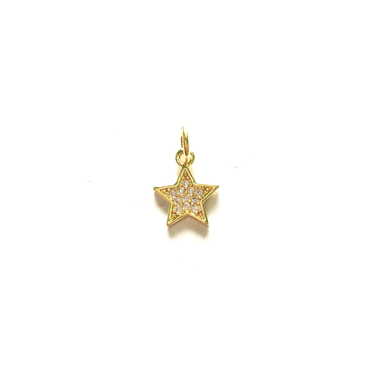 10pcs/lot 10*8.5mm Small Size CZ Paved Star Charms Gold CZ Paved Charms Small Sizes Sun Moon Stars Charms Beads Beyond