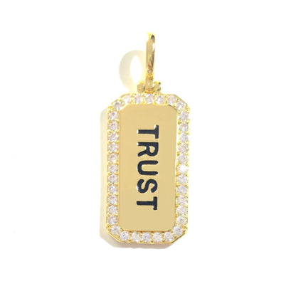 10pcs/lot 38*15mm CZ Paved Trust Word Tags Charms Pendants Gold CZ Paved Charms Christian Quotes New Charms Arrivals Word Tags Charms Beads Beyond