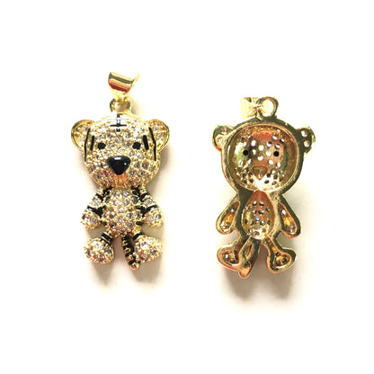 5-10pcs/lot 36.7 *25mm Gold Plated Cute Tiger Charm Pendants CZ Paved Charms Animals & Insects Charms Beads Beyond