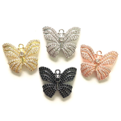 10pcs/lot 24.8*20.4mm CZ Paved Butterfly Charms CZ Paved Charms Butterflies Charms Beads Beyond