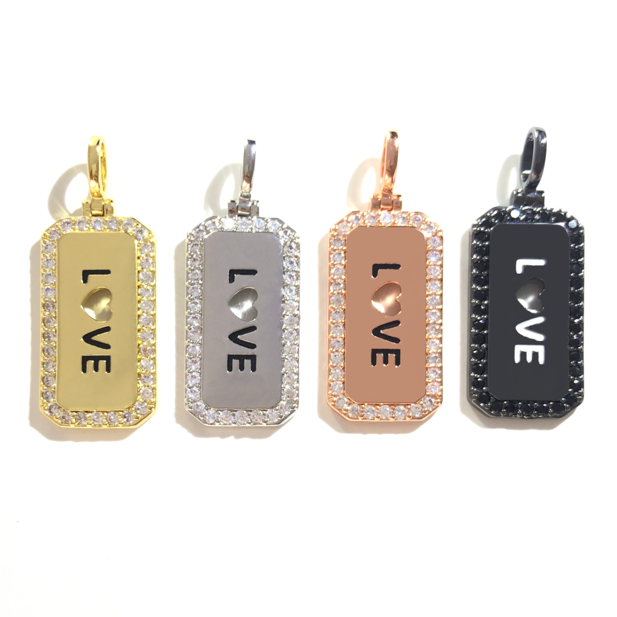 10pcs/lot 38*15mm CZ Paved Love Word Tags Charms Pendants Mix Colors CZ Paved Charms Christian Quotes New Charms Arrivals Word Tags Charms Beads Beyond