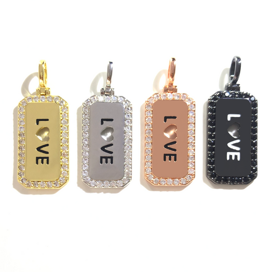 10pcs/lot 38*15mm CZ Paved Love Word Tags Charms Pendants Mix Colors CZ Paved Charms Christian Quotes New Charms Arrivals Word Tags Charms Beads Beyond