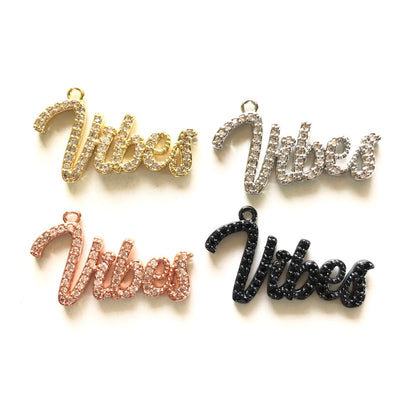 10pcs/lot 32.5*19mm CZ Paved Vibes Word Charms CZ Paved Charms On Sale Words & Quotes Charms Beads Beyond