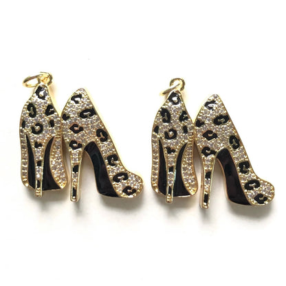 10pcs/lot CZ Pave Leopard Print High Heel Charms CZ Paved Charms High Heels Leopard Printed New Charms Arrivals Charms Beads Beyond