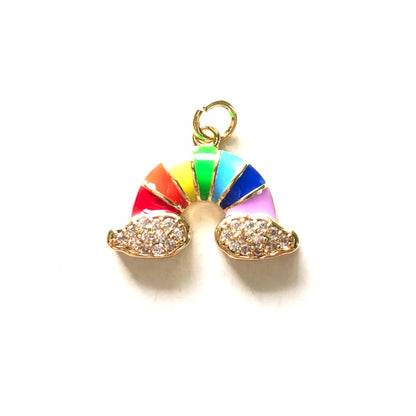 10pcs/lot 20*14mm Enamel CZ Paved Rainbow Charms Gold CZ Paved Charms Sun Moon Stars Charms Beads Beyond