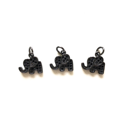 10pcs/lot 12*11mm Small Size CZ Pave Elephant Charms Black on Black CZ Paved Charms Animals & Insects Small Sizes Charms Beads Beyond