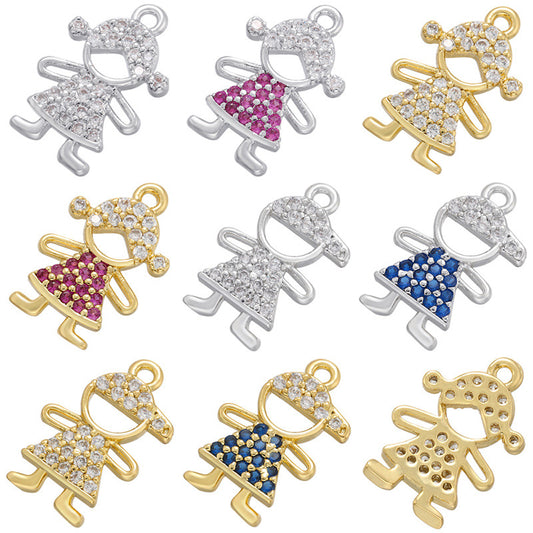 10pcs/lot 14.5*9mm Small Size CZ Pave Cute Girls Boys Charms Mix All Colors & Styles CZ Paved Charms Small Sizes Charms Beads Beyond