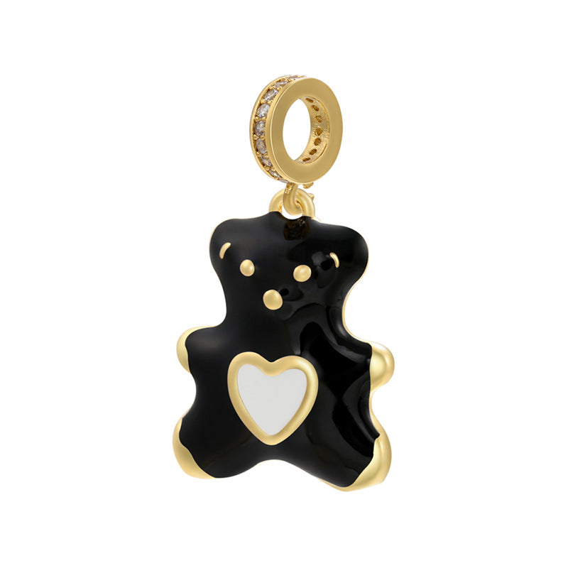 10pcs/lot 30*17mm Colorful Enamel Cute Baby Bear Charm Pendant Black Enamel Charms Charms Beads Beyond