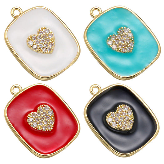 10pcs/lot 21*16mm Enamel Heart Charm for Bracelet & Necklace Making Mix Colors Enamel Charms Charms Beads Beyond
