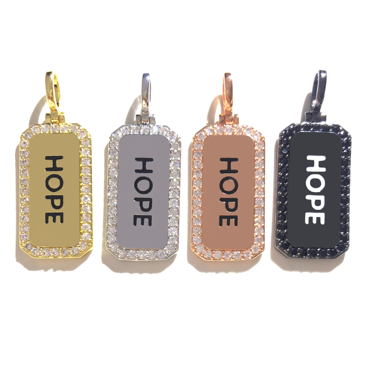 10pcs/lot 38*15mm CZ Paved Hope Word Tags Charms Pendants | Charms ...