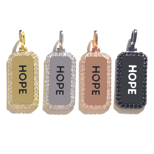 10pcs/lot 38*15mm CZ Paved Hope Word Tags Charms Pendants Mix Colors CZ Paved Charms Christian Quotes New Charms Arrivals Word Tags Charms Beads Beyond