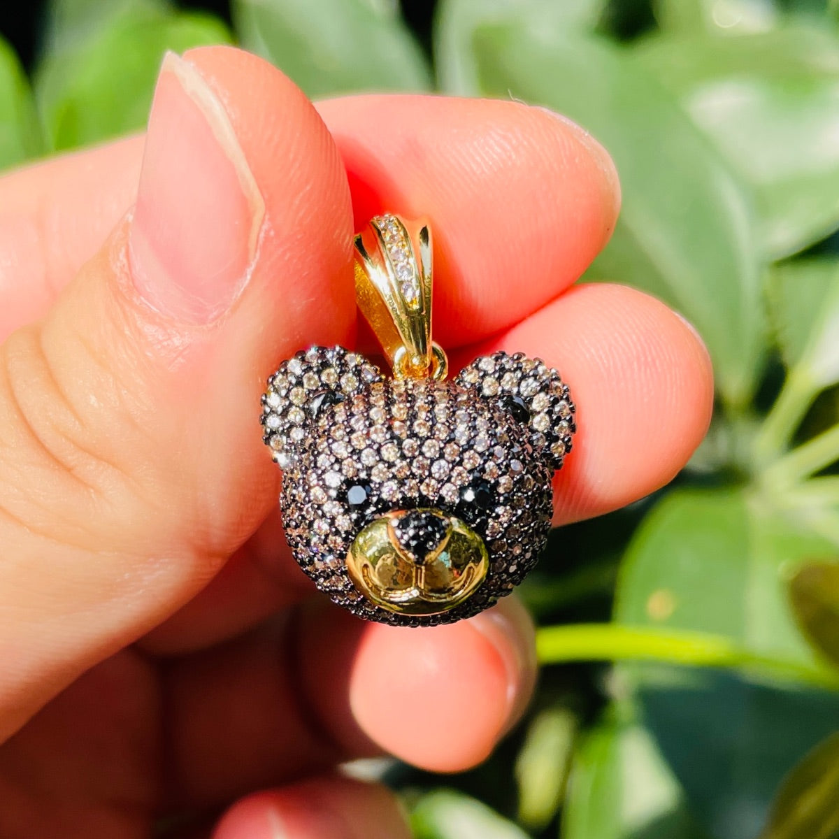 5-10pcs/lot Champagne Purple CZ Paved Cute Bear Head Charms Champagne CZ CZ Paved Charms Animals & Insects New Charms Arrivals Charms Beads Beyond
