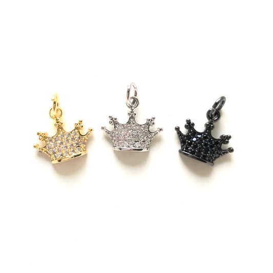 10pcs/lot 12.5*11mm Small Size CZ Pave Crown Charms Mix Colors CZ Paved Charms Crowns Small Sizes Charms Beads Beyond