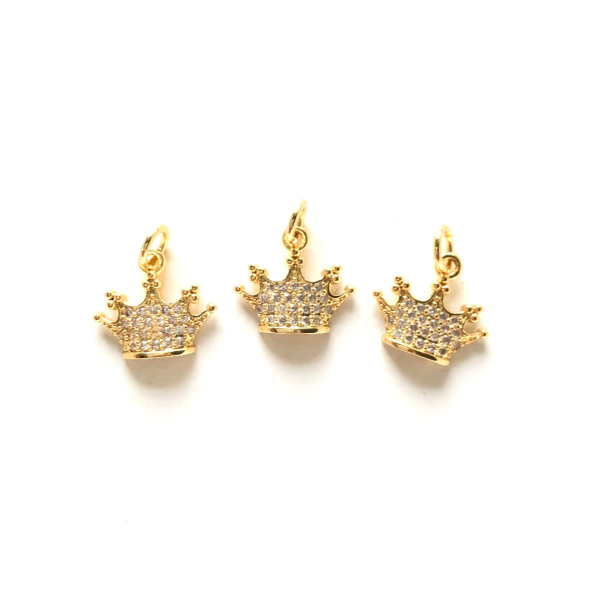 10pcs/lot 12.5*11mm Small Size CZ Pave Crown Charms Gold CZ Paved Charms Crowns Small Sizes Charms Beads Beyond