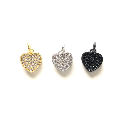 10pcs/lot 10*9mm Small Size CZ Paved Heart Charms Mix Colors CZ Paved Charms Hearts Small Sizes Charms Beads Beyond