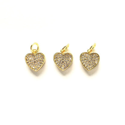 10pcs/lot 10*9mm Small Size CZ Paved Heart Charms Gold CZ Paved Charms Hearts Small Sizes Charms Beads Beyond