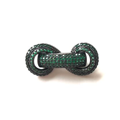 5pcs/lot 31*14.5*8mm Green CZ Paved Tube Bar Spacers Black CZ Paved Spacers Colorful Zirconia New Spacers Arrivals Tube Bar Centerpieces Charms Beads Beyond