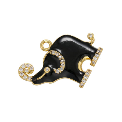 10pcs/lot 22.5*19mm Colorful Enamel CZ Pave Elephant Charm Pendants Black Enamel Charms Charms Beads Beyond