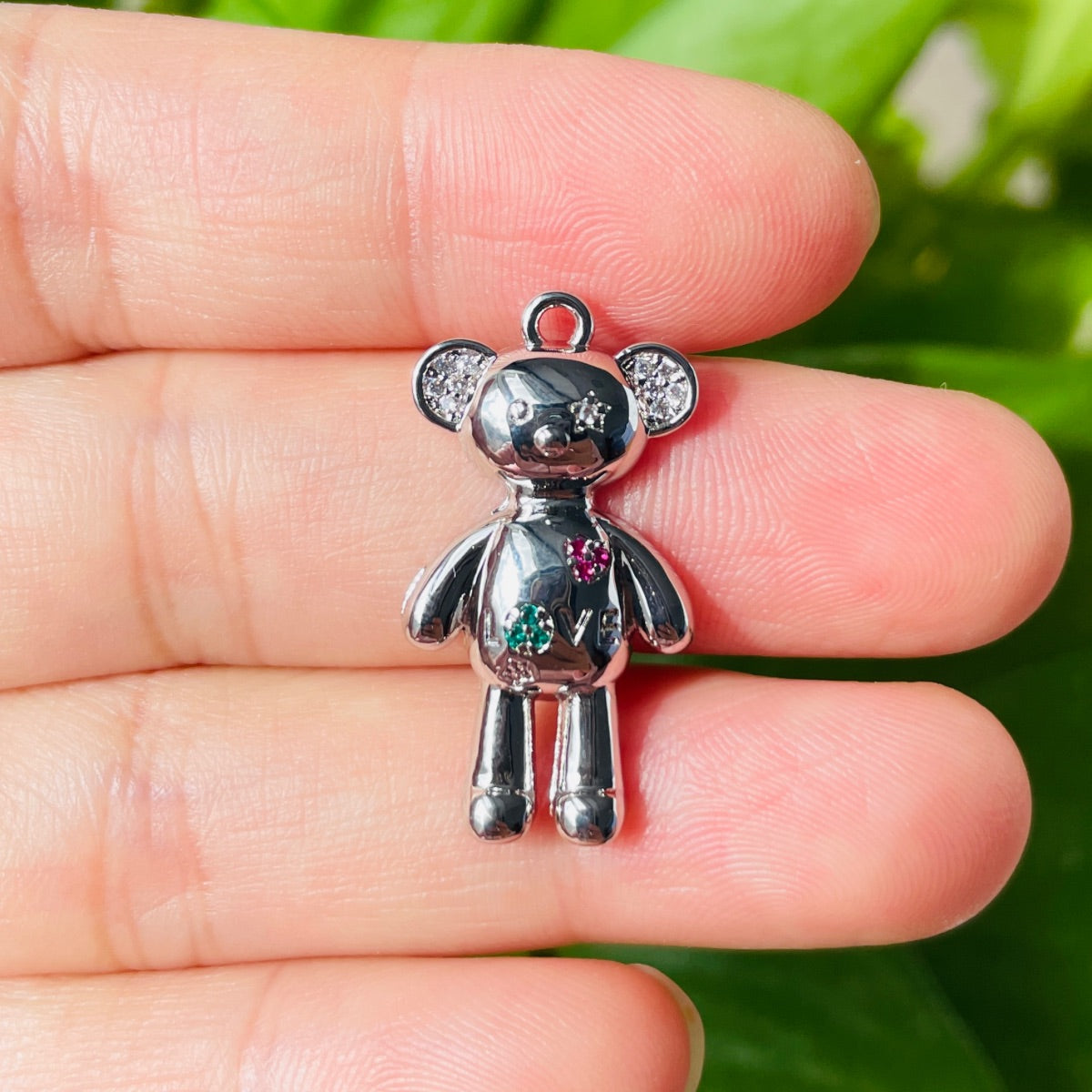 5-10pcs/lot 27 *15mm CZ Paved Cute Bear Charms CZ Paved Charms Animals & Insects Charms Beads Beyond