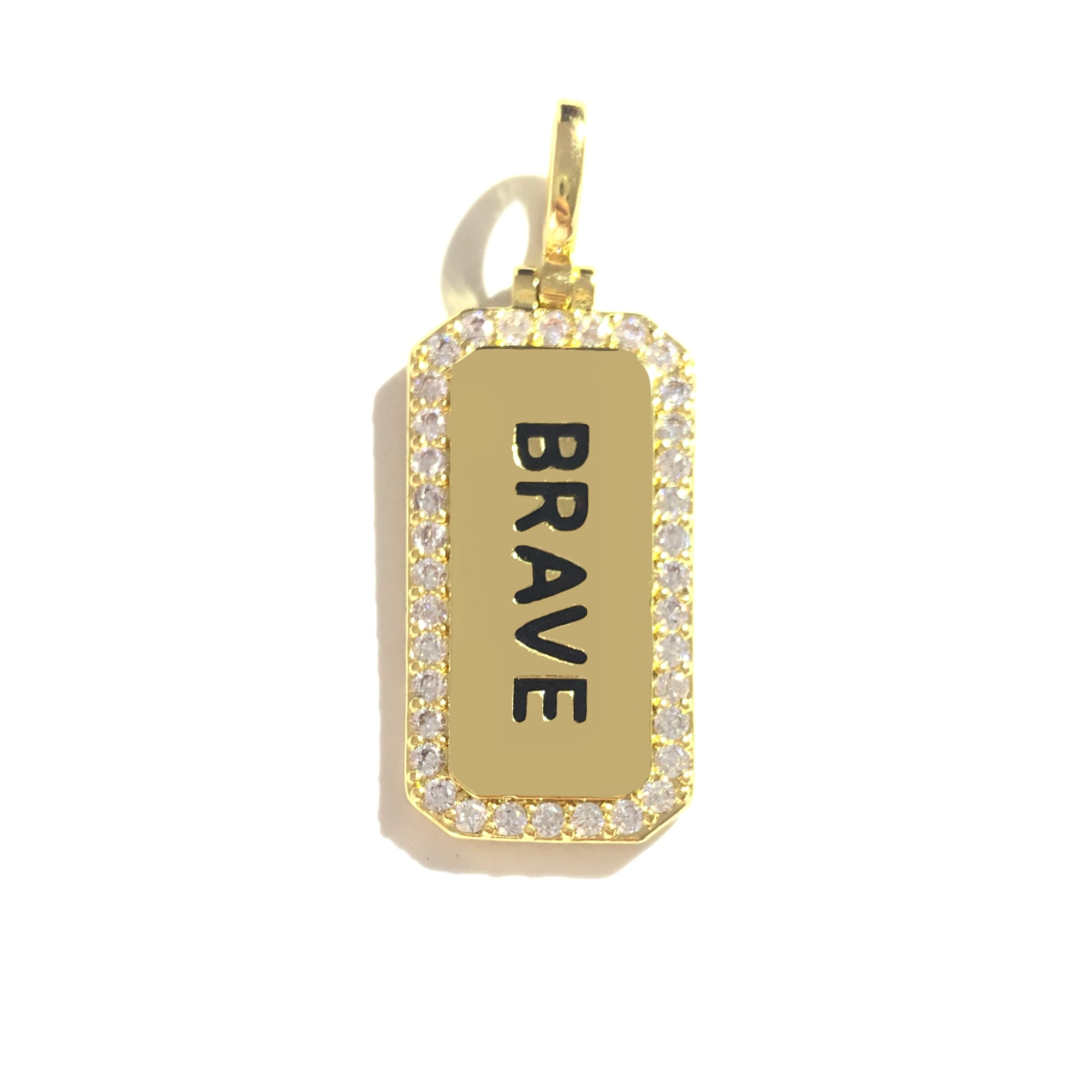 10pcs/lot 38*15mm CZ Paved Brave Word Tags Charms Pendants Gold CZ Paved Charms Christian Quotes New Charms Arrivals Word Tags Charms Beads Beyond