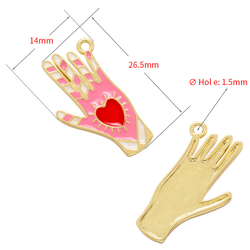 10pcs/lot 26.5*14mm Colorful Enamel Heart Hand Charm Pendant Enamel Charms Charms Beads Beyond