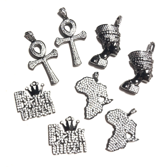 8pcs/lot Mix CZ Paved Charms Set-Black CZ Paved Charms Mix Charms Charms Beads Beyond